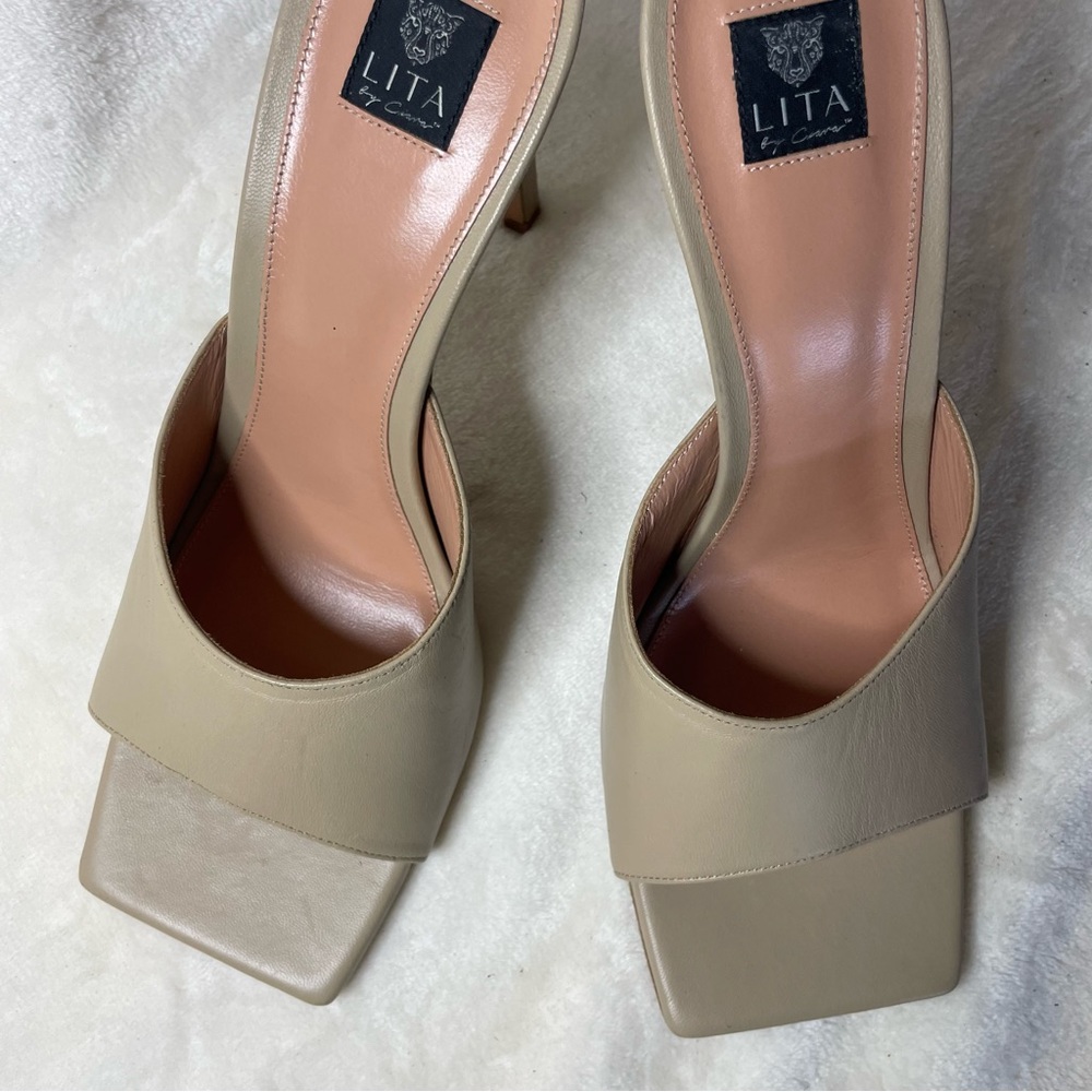 LITA BY CIARA SOLID SQUARE TOE SLIDE HEEL IN LEATHER‎ SIZE 42   11US  B 209 - Picture 12 of 14